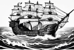 Black pearl pirate ship tattoo idea