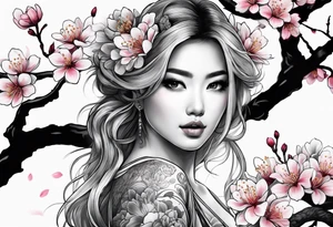 cherry blossoms but It's a portrait, so the whole thing comes out. tattoo idea