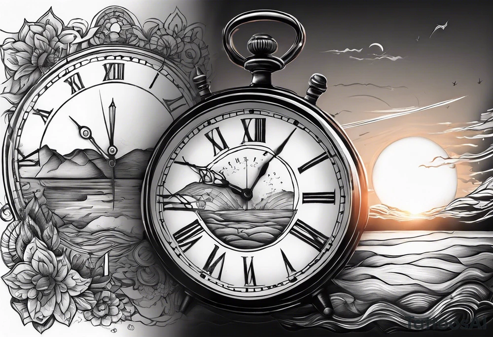 time element in sunset for man simple design tattoo idea