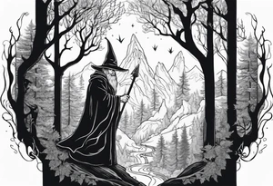 wizard in the forest tattoo idea