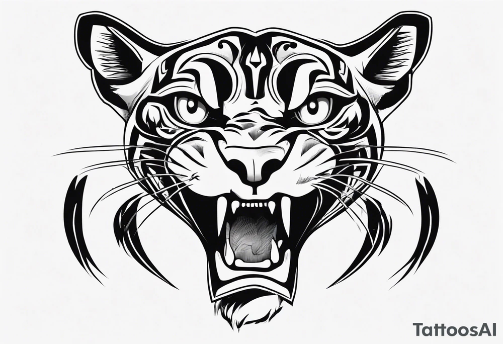 A black pumas seen from above. He has his mouth open. I want to see his whole body tattoo idea