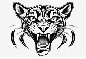 A black pumas seen from above. He has his mouth open. I want to see his whole body tattoo idea