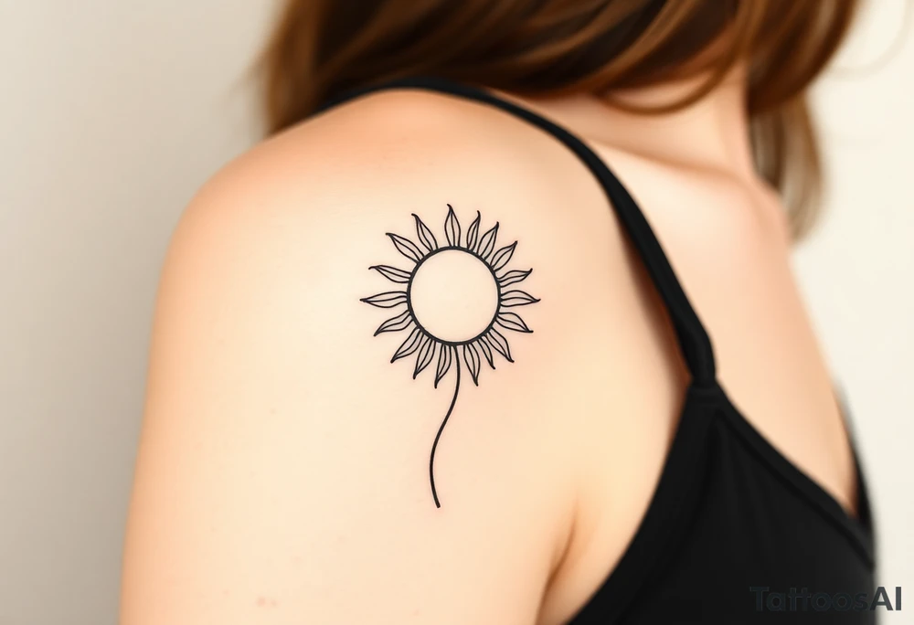 Mystical sun with long leaning stem like a sunflower tattoo idea Mystical sun with long leaning stem like a sunflower tattoo idea
