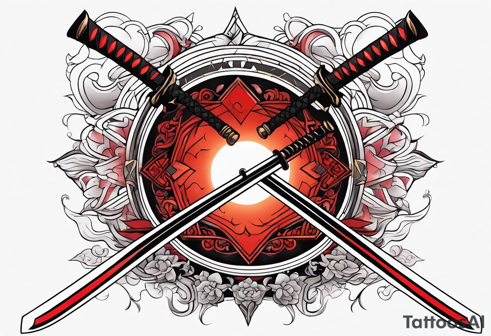 katana, , red sun tattoo idea