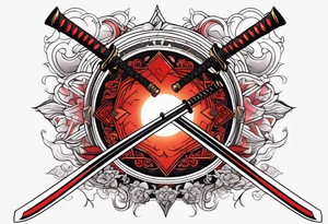 katana, , red sun tattoo idea
