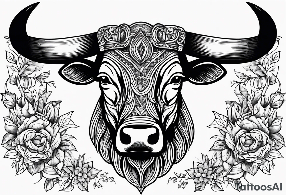 Show me images of a tattoo writing out fraternitis vinculum and a bull from the Latin triumvirate tattoo idea