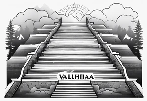 Valhalla  fog stairs mist family tattoo idea