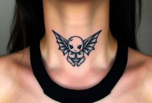 Misfit tiny goblin with wings tattoo idea