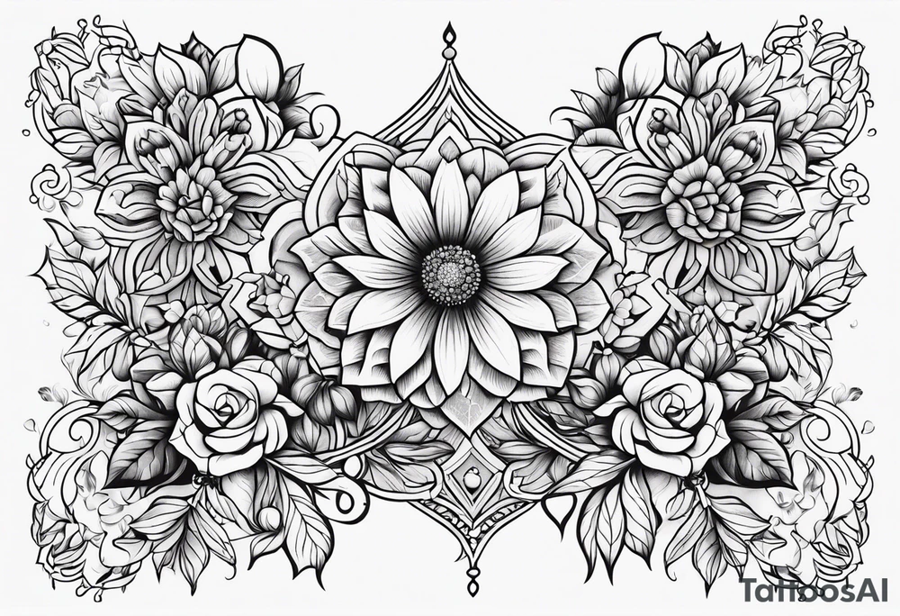 ornaments of flowers tattoo idea