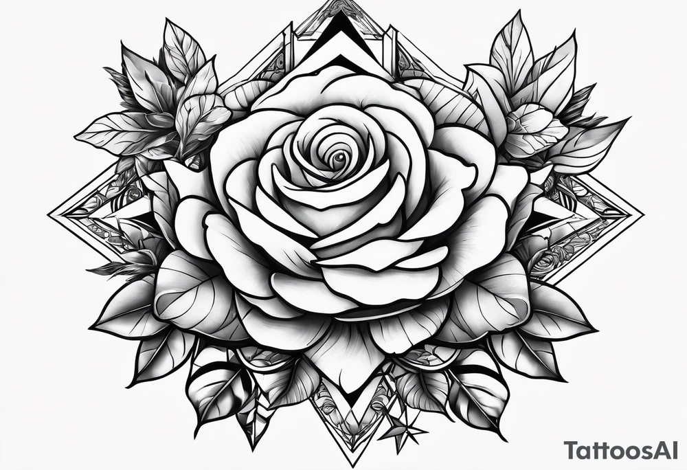 Tesseract with roses and stars tattoo idea