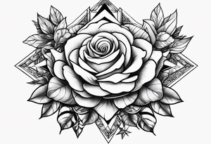 Tesseract with roses and stars tattoo idea