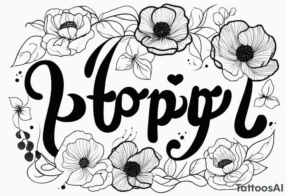 Vietnamese calligraphy saying my dogs name Poppy tattoo idea