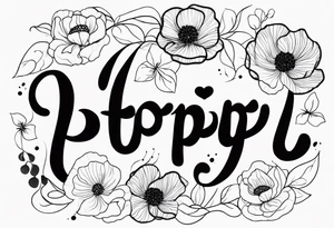 Vietnamese calligraphy saying my dogs name Poppy tattoo idea