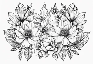 small may birth flower, december birth flower and july birth flower tattoo idea