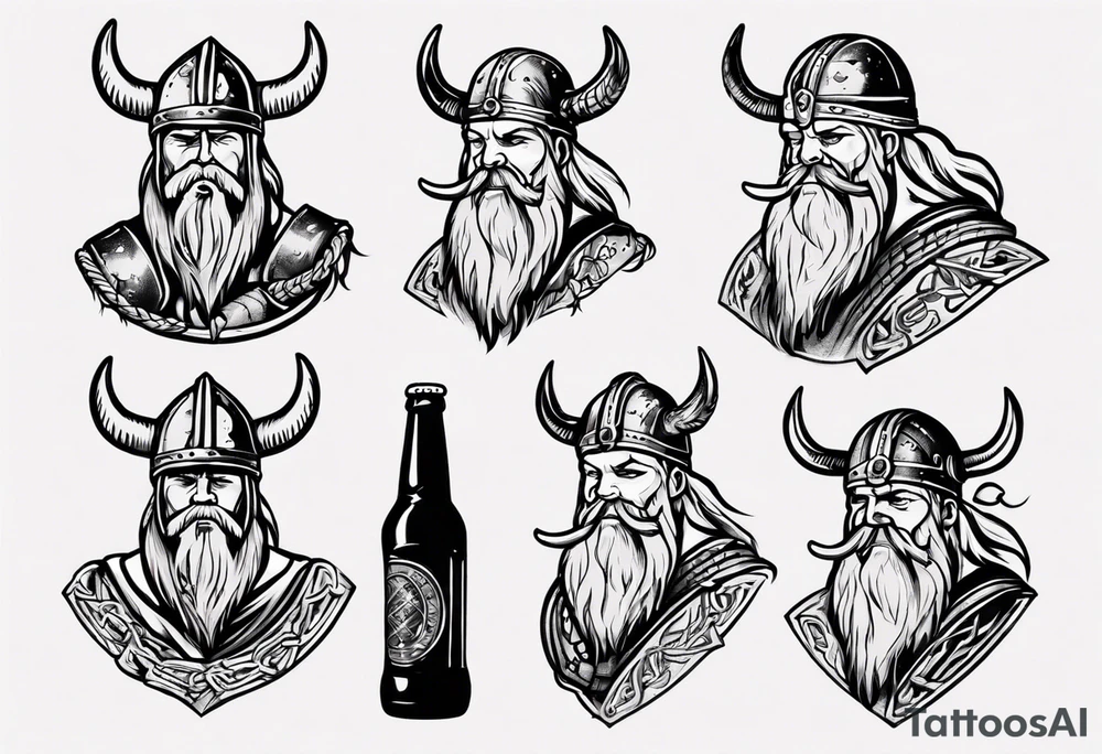 Viking drinking beer tattoo idea
