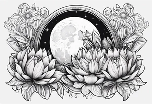 Moon and flower lotos tattoo idea