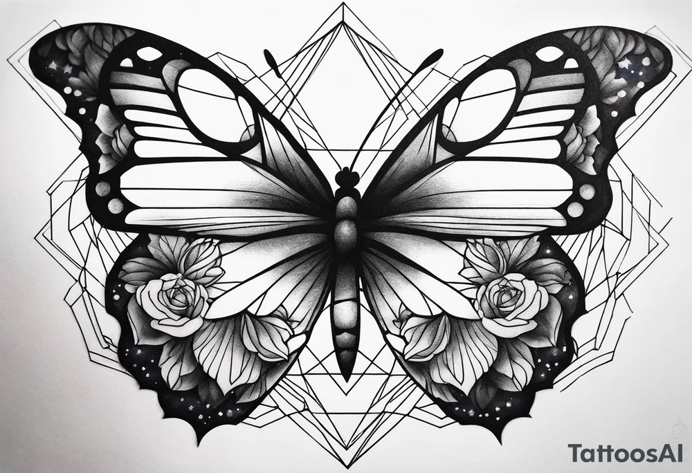 Galaxy Butterfly Peony Geometric Celestial Tattoo Ideas tattoo idea