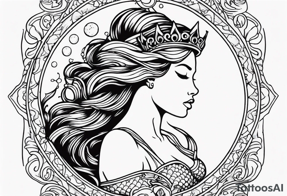 Queen mermaid tattoo idea