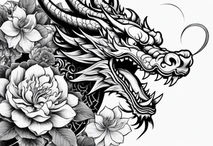 hannya mas withdraw dragon and flower tattoo idea