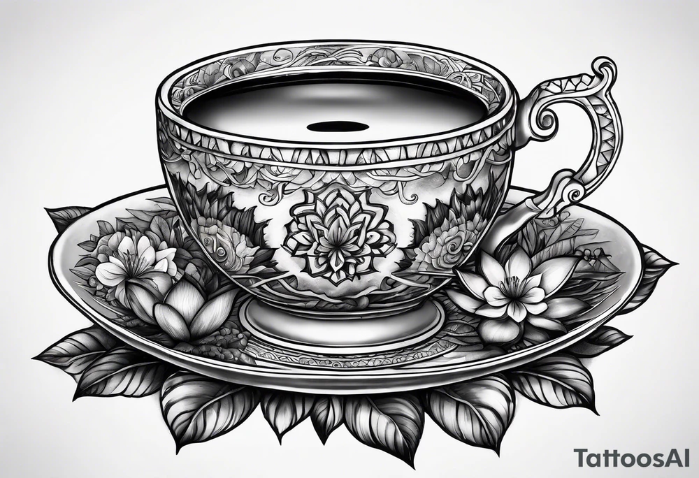 Ayahuasca mushrooms like a cup of tea tattoo idea