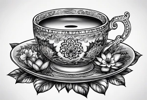 Ayahuasca mushrooms like a cup of tea tattoo idea