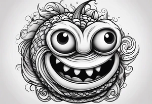 A nasty worm with a stupid smile and bulging eyes tattoo idea