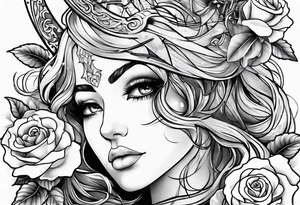 sagittarius, love and happiness and with roses with men tattoo idea