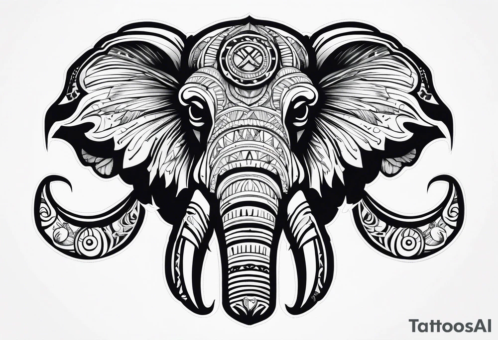 strong mammoth head centerpiece tattoo idea