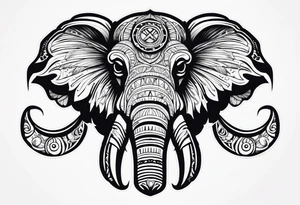 strong mammoth head centerpiece tattoo idea