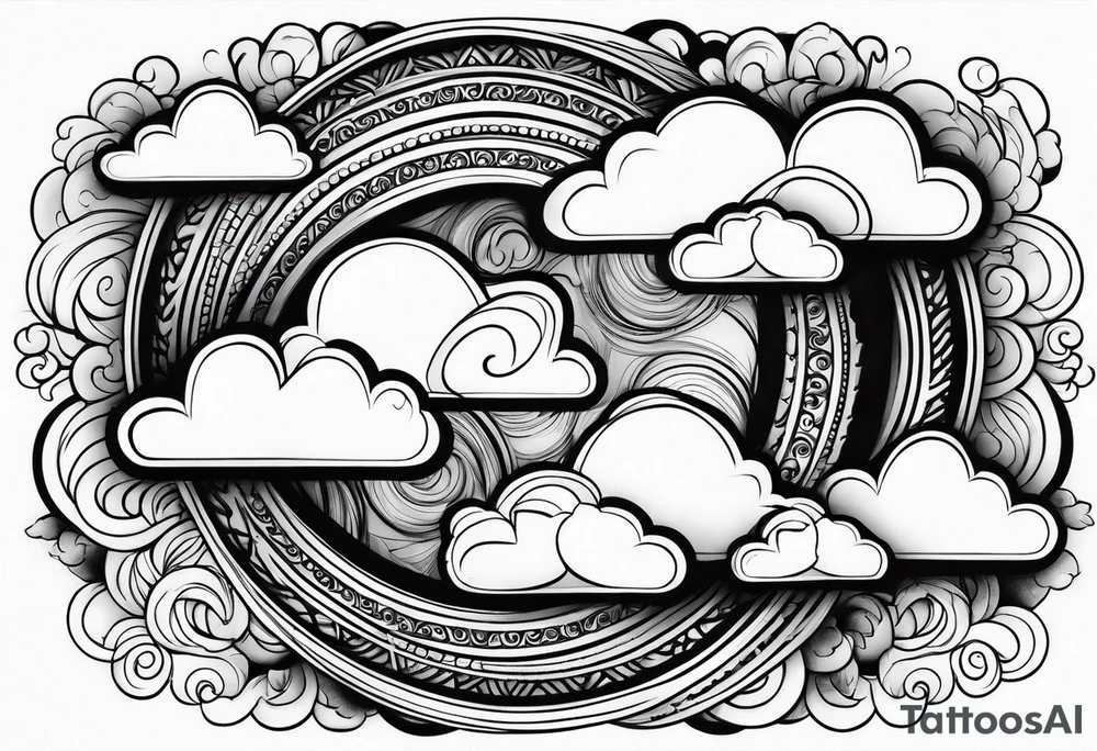 heaven clouds swirl vignette tattoo idea