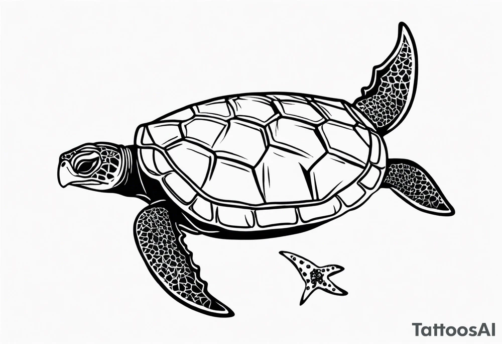 Turtle and sea star simple small tattoo idea