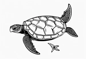 Turtle and sea star simple small tattoo idea