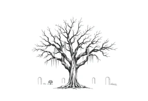 Laurel oak with Spanish moss in a cemetery tattoo idea