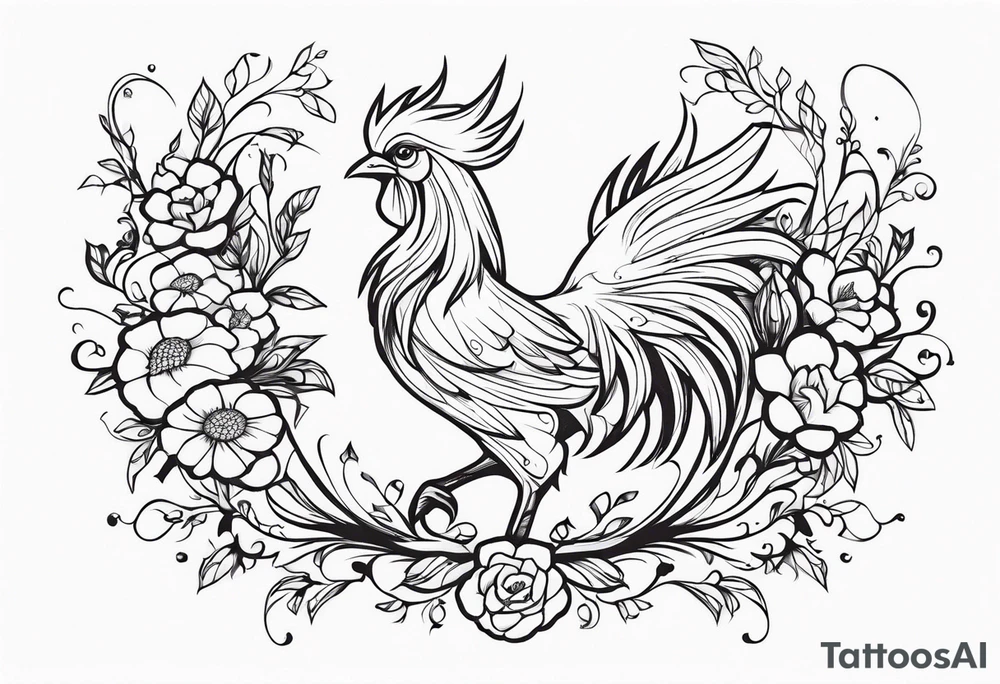 Chocobo covered in flowery vines, forearm tattoo tattoo idea