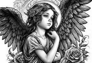 Kid looking up at the angel of death tattoo idea