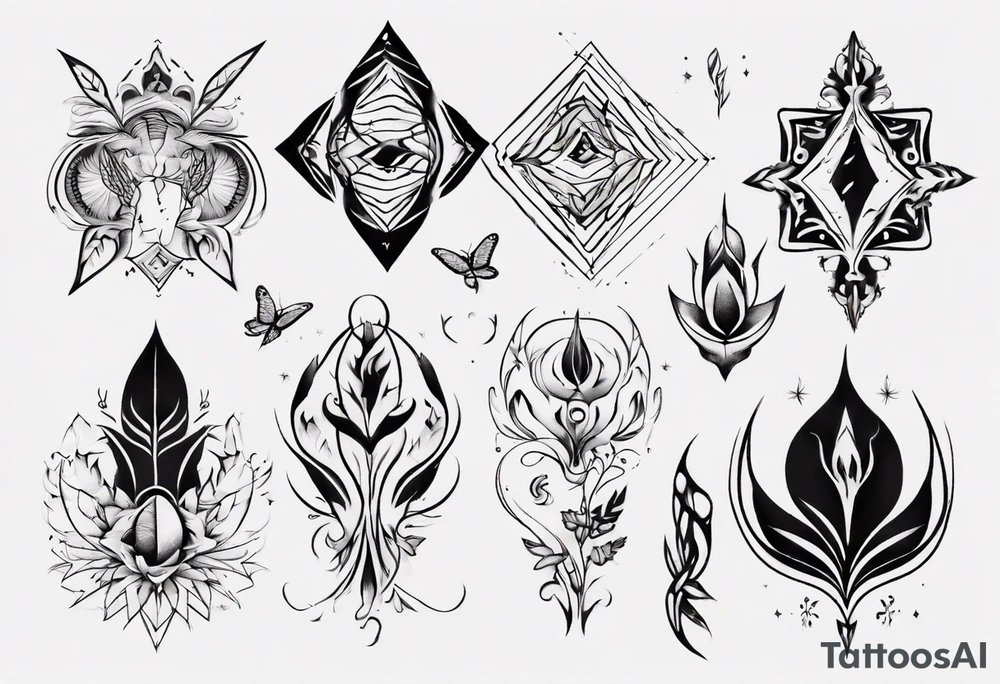 Minimalist Ornemental delicate tattoo idea