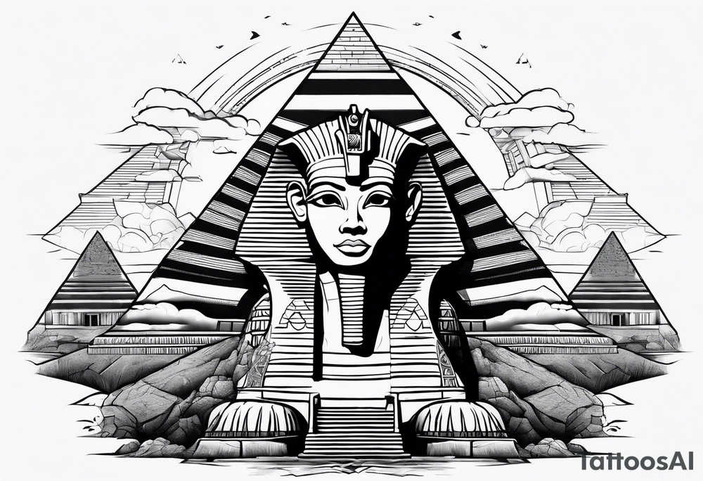 The Egyptian Sphinx destroying the pyramids tattoo idea