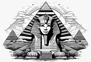 The Egyptian Sphinx destroying the pyramids tattoo idea