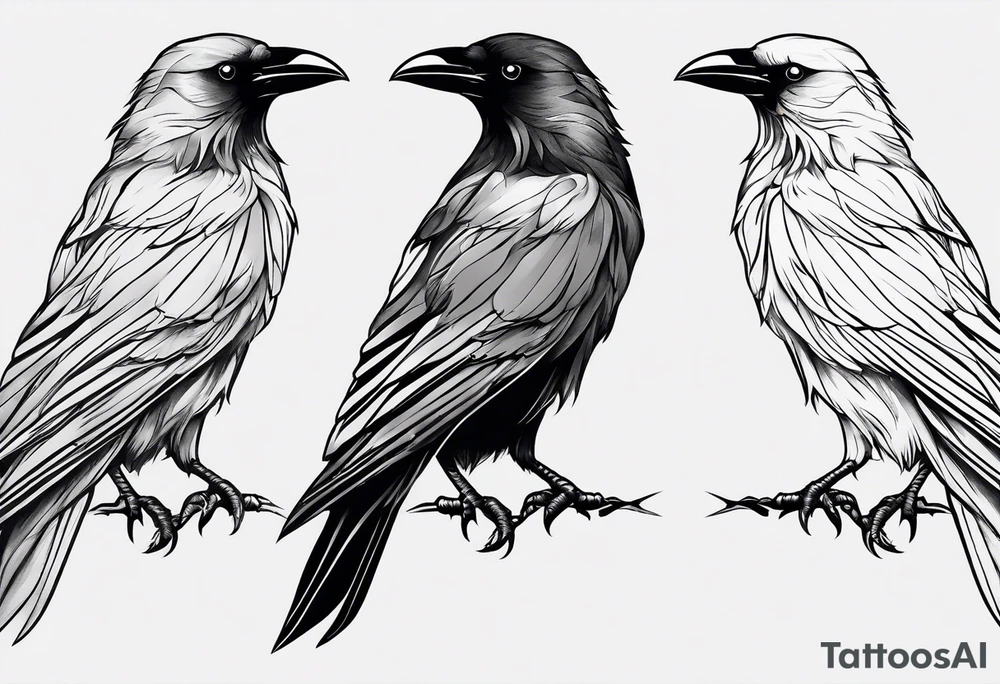 simple crow tattoo line artwork tattoo idea