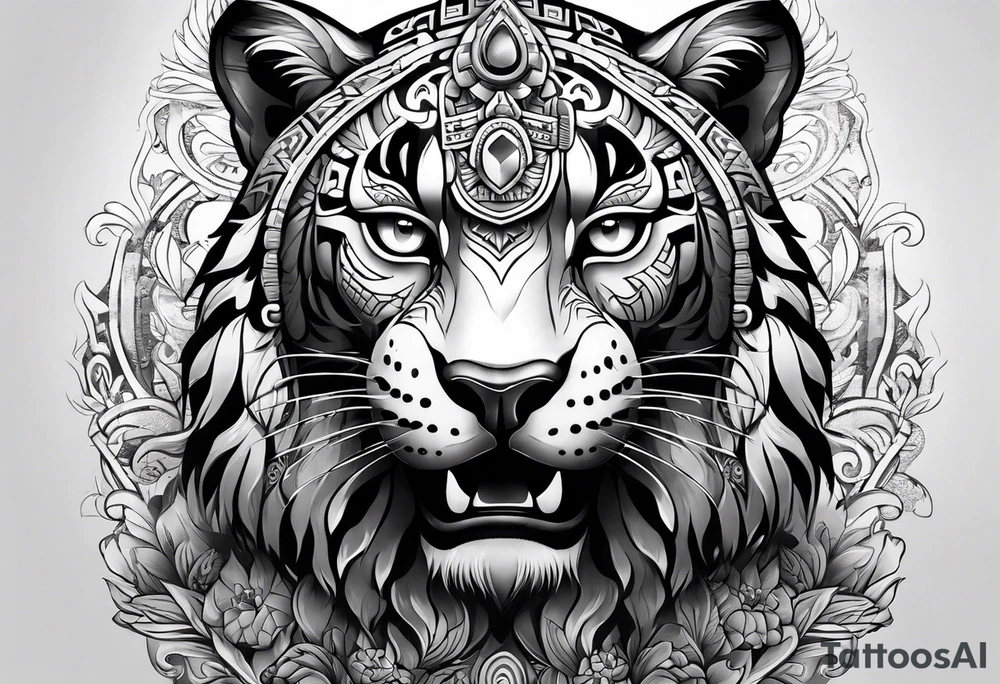 aztec jaguar sleeve tattoo idea