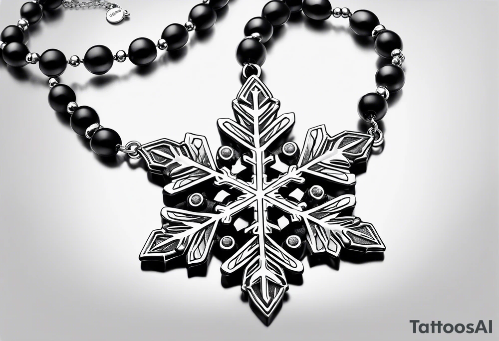 necklace with a simple snowflake pendant tattoo idea