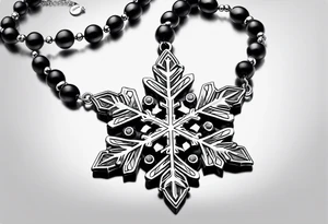 necklace with a simple snowflake pendant tattoo idea