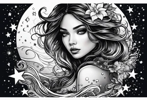 girl in water with stars above tattoo idea