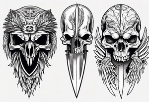 knife carved eagle skull tattoo idea