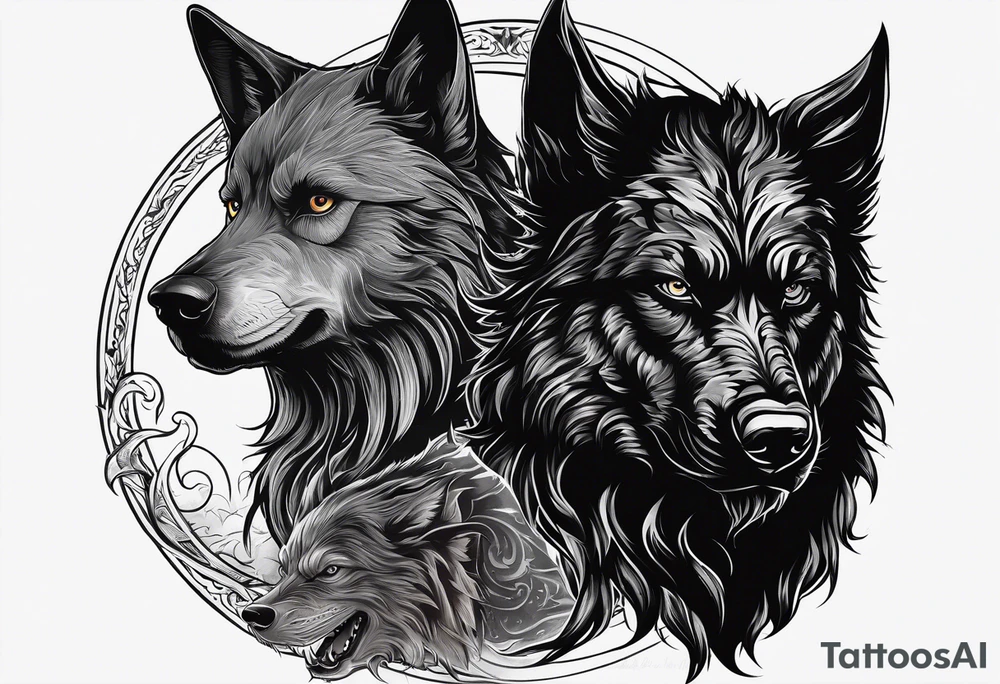 Harry Potter Werewolf and black dog standing side by side tattoo idea