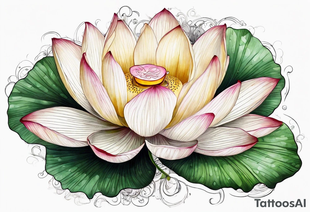 Lotus flower with stem tattoo idea