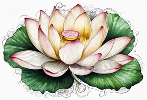 Lotus flower with stem tattoo idea