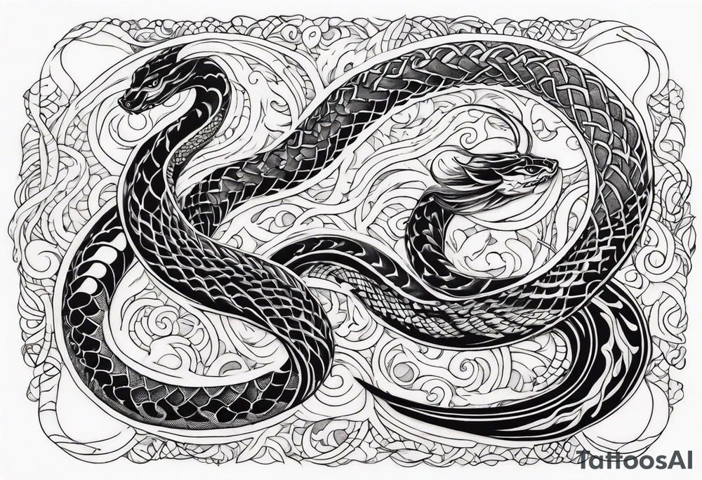 Sea mythical snakes tattoo idea