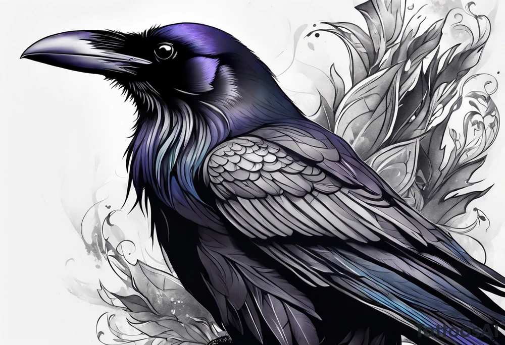 a raven alone with nothing behind it tattoo idea