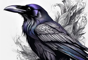 a raven alone with nothing behind it tattoo idea
